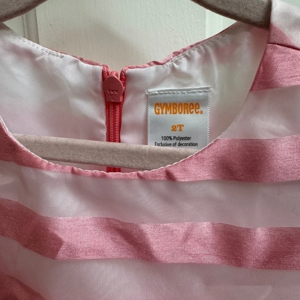 NWOT Gymboree 2T Girls Pink Stripe Formal Short Sleeve Party Dress